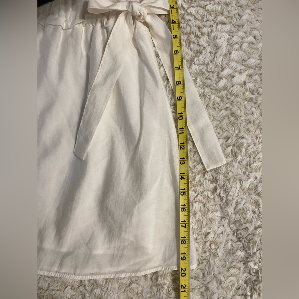 ZARA White Cross Over Mini Dress with Bow Detail on Waist - Picture 5 of 7